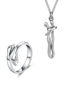 Silver Hug Necklace (With Ring)